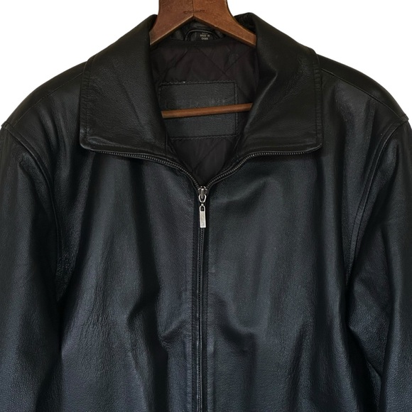 Stunning Oversized Vintage Boyfriend Black Leather Coat Jacket - Picture 6 of 12